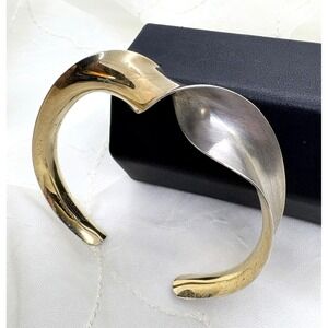 Gerhard Herbst 14k & Sterling Silver Handmade Anticlastic Twist 6'' Bracelet 10g